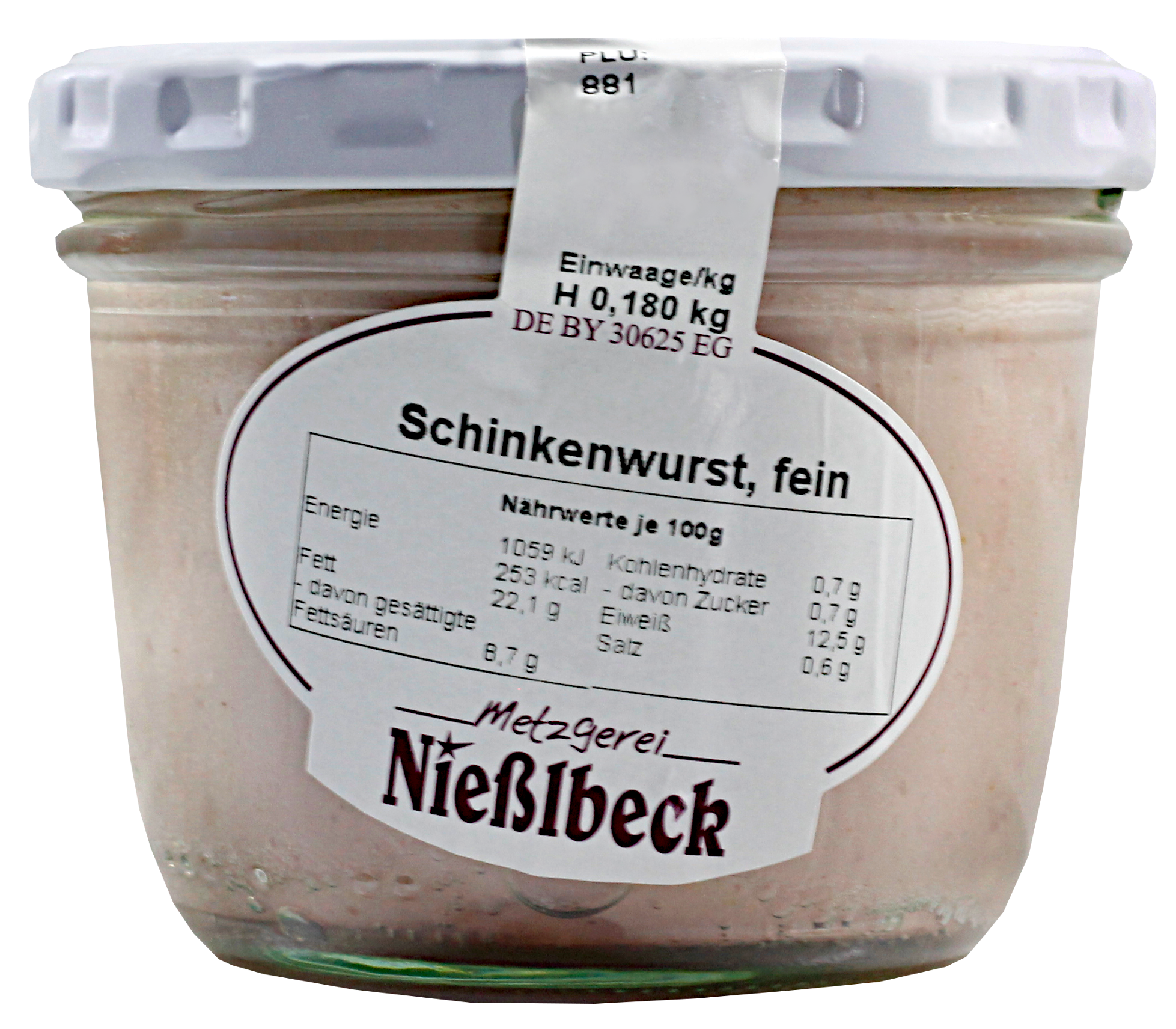 Schinkenwurst, fein (Glas 180g)